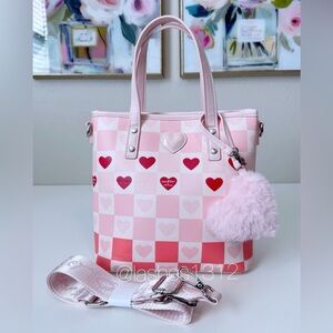 BETSEY JOHNSON Bag Klara Mini Crossbody Tote - Pink Red Hearts LBKLARA